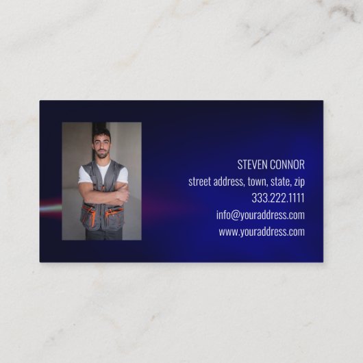 Carte De Visite Électricien Électrique Bleu Gradient (Dos)