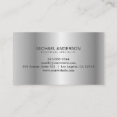 Carte De Visite Électricien Électrique Professionnel Gris Argent (Dos)
