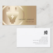 Carte De Visite Electricien Elegant Bold Electric Plug Gold Icon (Devant / Derrière)