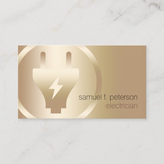 Carte De Visite Electricien Elegant Bold Electric Plug Gold Icon (Devant)