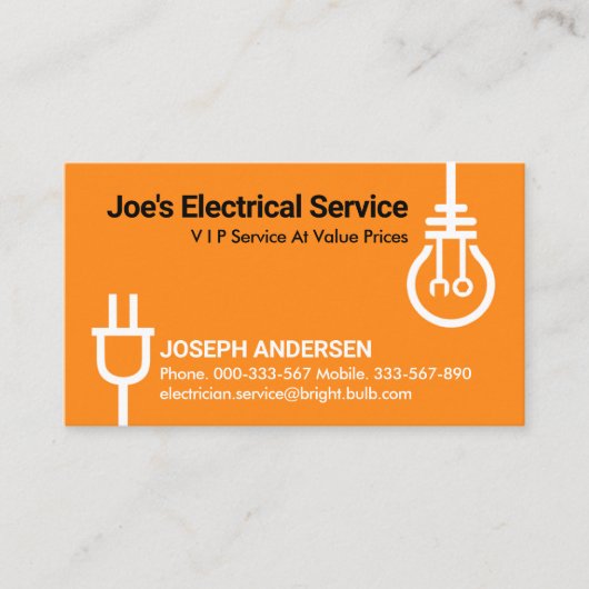 Carte De Visite Électricien en bulbe (Devant)