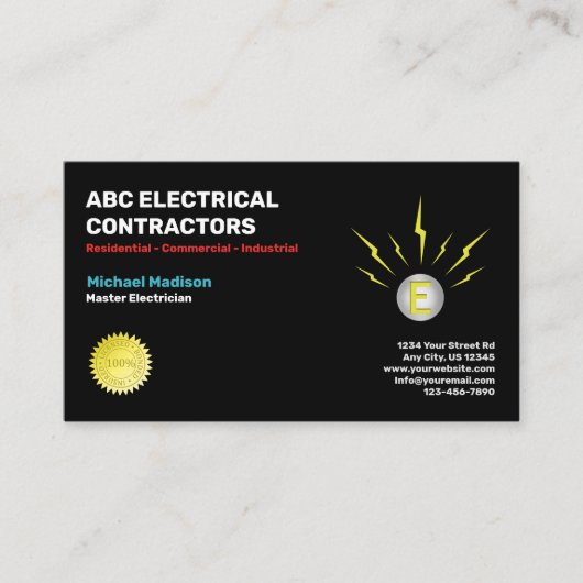 Carte De Visite Électricien | Entrepreneur électrique (Devant)