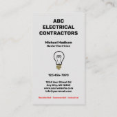 Carte De Visite Électricien | Entrepreneur électrique (Dos)