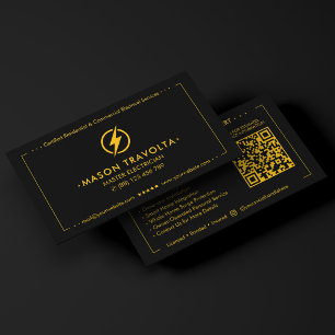Carte De Visite Électricien Entrepreneur Électrique Noir Jaune