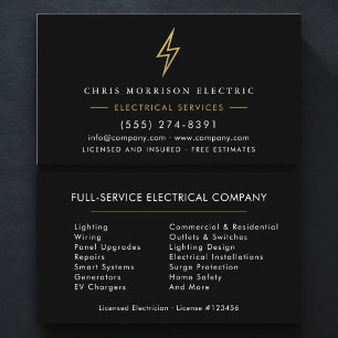 Carte De Visite Électricien – Entreprise Électrique Professionnell