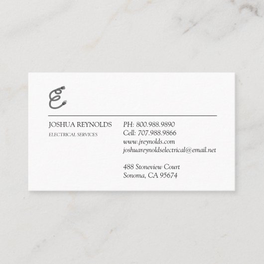Carte De Visite Électricien minimaliste (Devant)