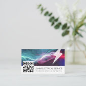 Carte De Visite Electricien moderne QR - Éclair professionnel (Debout devant)