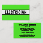 Carte De Visite Électricien Neon Green (Devant / Derrière)