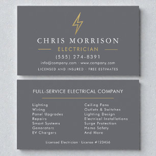 Carte De Visite Électricien Or Gris