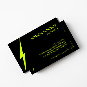 Carte De Visite Électricien Personnalisé Éclairage Noir Et Jaune N