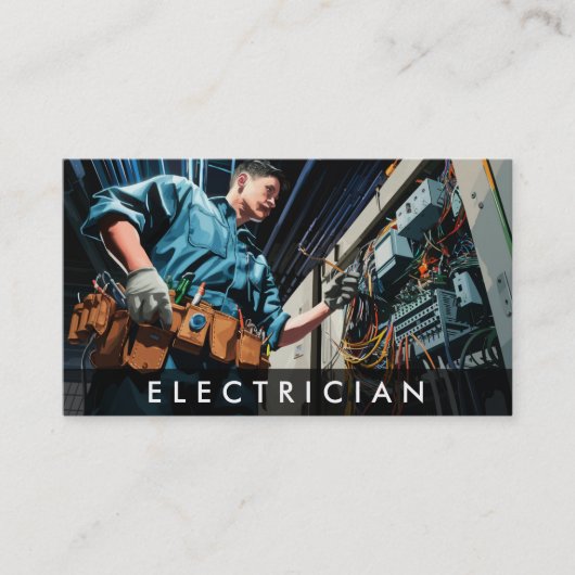 Carte De Visite *~* Electricien professionnel AP75 Photo Câbles QR (Devant)
