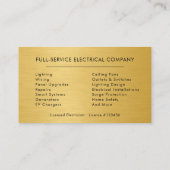 Carte De Visite Électricien Professionnel Industriel Or (Dos)