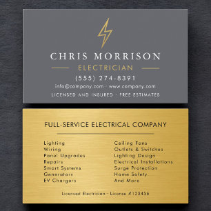 Carte De Visite Électricien Professionnel Industriel Or