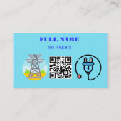 Carte De Visite Électricien Professionnel Moderne Code QR Bleu Cla (Dos)