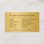 Carte De Visite Électricien Services Électriques Métallic Or (Dos)