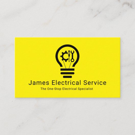 Carte De Visite Électricien Simple Minimaliste Ampoule Électrique (Devant)
