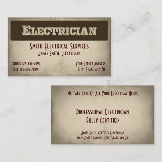 Carte de visite électrique (Devant / Derrière)