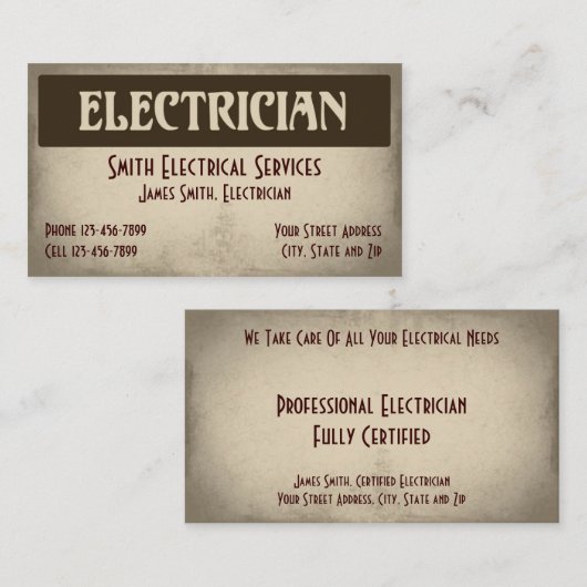 Carte de visite électrique (Devant / Derrière)