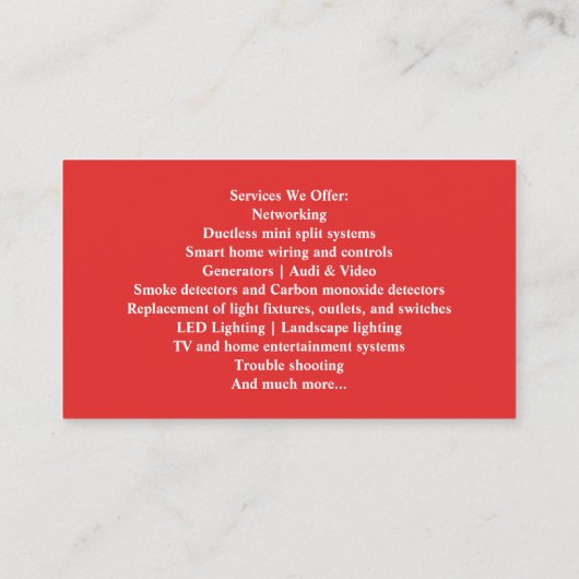 Carte de visite électrique (Dos)