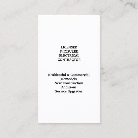 Carte de visite électrique (Dos)