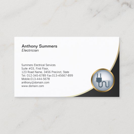 Carte de visite électrique de l'icône de prise éle (Devant)