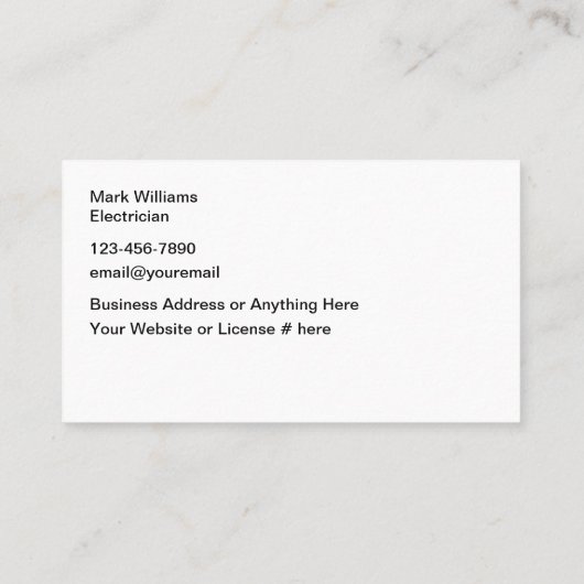 Carte de visite électrique unique (Dos)