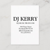 Carte de visite électronique DJ Disk Jockey (Dos)