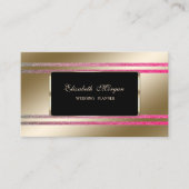 Carte De Visite Elegan, Black Frame Faux Gold Glittery Stripes (Devant)