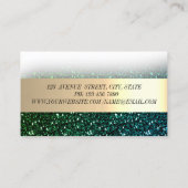 Carte De Visite Elegan moderne Green Glittery Bokeh, Gold Stripes (Dos)