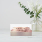 Carte De Visite Elegan Moderne Pink Stripe, Brush Stroke (Debout devant)