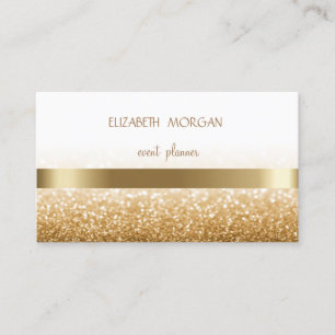 Carte De Visite Elegan Moderne Simple Glittery Bokeh, Gold Stripes