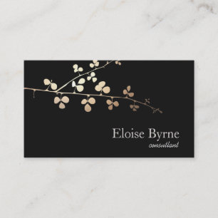 Carte De Visite Elegan Tree Branch Gold et Black
