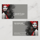 Carte De Visite Élégance antalgique : Femme en rouge avec noir gra (Devant / Derrière)