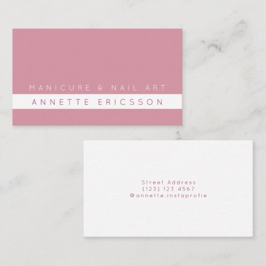 Carte De Visite Élégance blanche rose (Devant / Derrière)