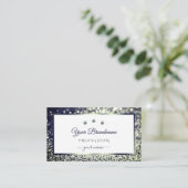 Carte De Visite Elegance Bleu Argent Ombre Blancs Diamants de Part (Debout devant)