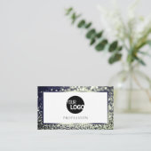 Carte De Visite Elegance Blue Silver Ombre Parties scintillant Bla (Debout devant)