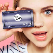 Carte De Visite Elegance Blue Stylish Noble avec diamants et logo