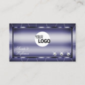 Carte De Visite Elegance Blue Stylish Noble avec diamants et logo (Devant)