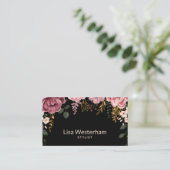 Carte De Visite Élégance botanique : Floral noir et rose (Debout devant)