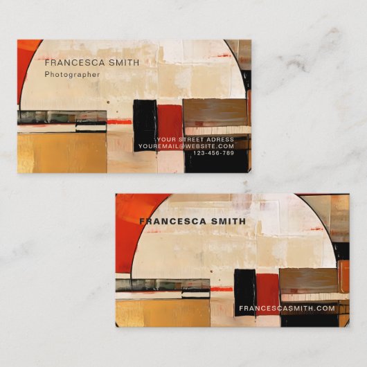 Carte De Visite Elégance céleste : Exploration Abstraite en beige (Devant / Derrière)