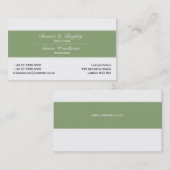 Carte De Visite Élégance classique pâle - vert et blanc (Devant / Derrière)