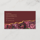 Carte De Visite Élégance des fleurs bordeaux avec accent or (Dos)