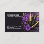 Carte De Visite Elégance dorée et fleurs violettes g65 (Dos)