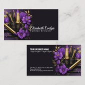 Carte De Visite Elégance dorée et fleurs violettes g65 (Devant / Derrière)