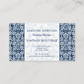 Carte De Visite Élégance florale scandinave bleue et blanche (Devant)