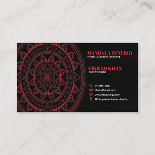 Carte De Visite Élégance Mandala Cramoisi