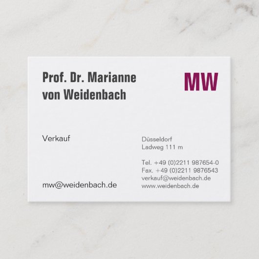 Carte De Visite Élégance Maximale (Devant)