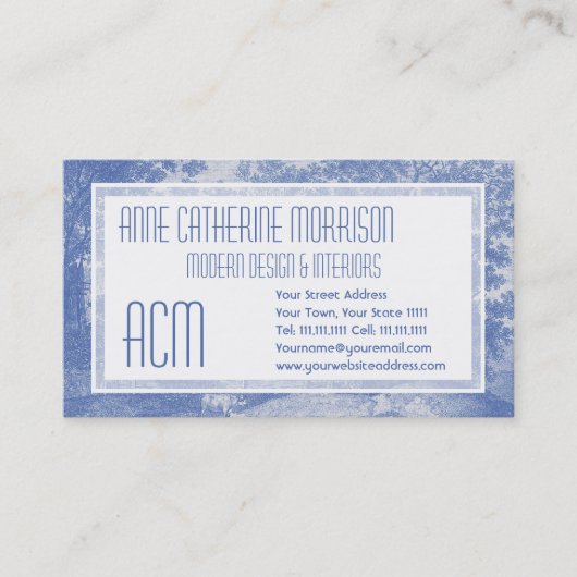 Carte De Visite Élégance minable de pays de Blue Toil de Jouy (Devant)