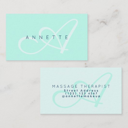 Carte De Visite Elégance moderne dans vert turquoise (Devant / Derrière)