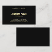 Carte De Visite Élégance Moderne Noir Or Luxe Simple (Devant / Derrière)
